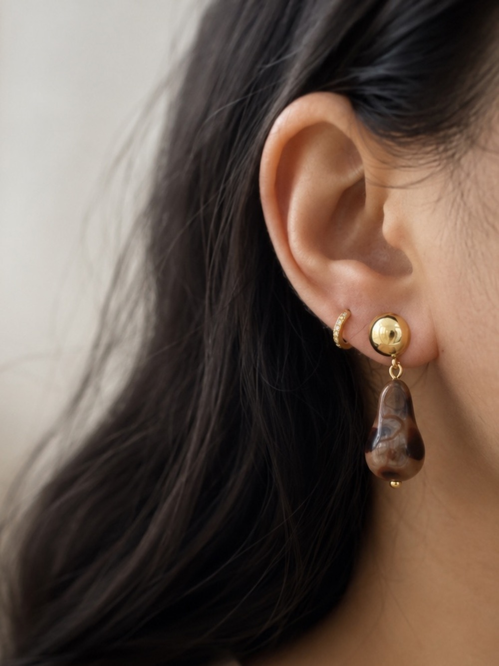 18k Gold plated Ball Stud Resin drop Dangle Earrings | drop earring